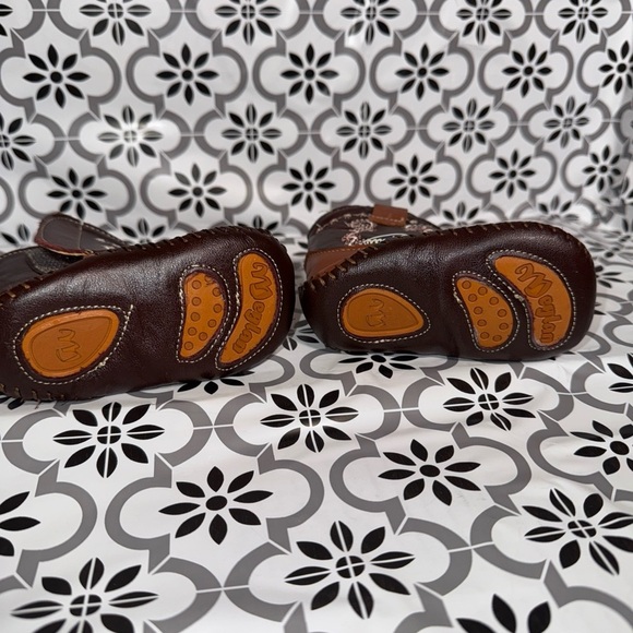 Meylan Baby unisex brown and tan leather western cowboy boots 6-9 months - Picture 15 of 15